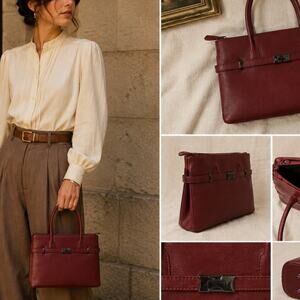 Vintage M. London Red Leather Satchel